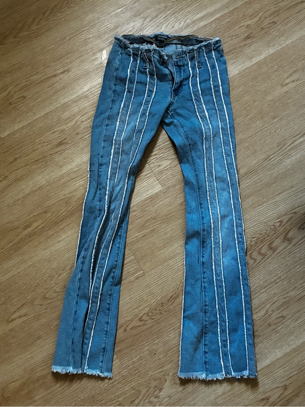 wild fable Blue Denim Flare Jeans with White Stripe Panels
